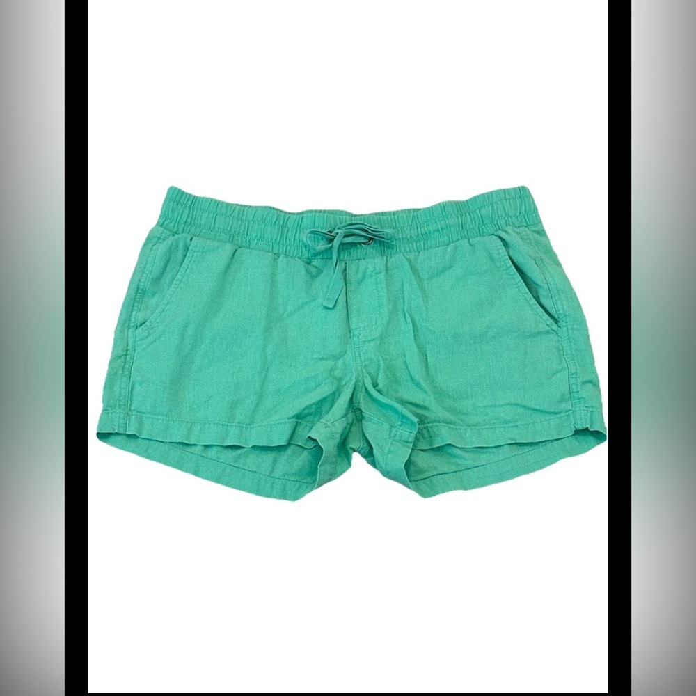 Old Navy Green Linen Blend Elastic Waist Beach Travel Shorts Size Medium